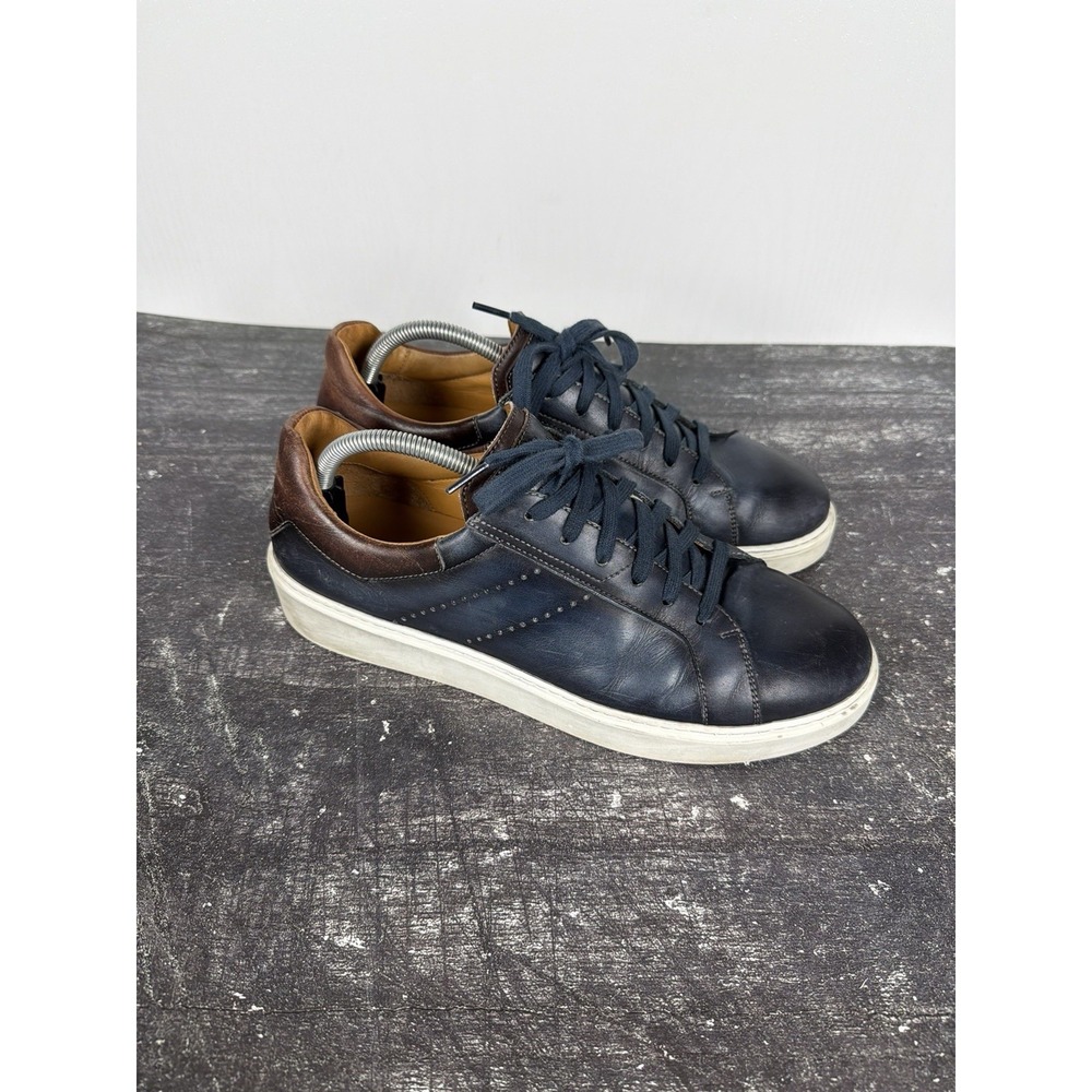 Mens 10.5 Magnanni Reina III Blue Leather Low Top Fashion Sneakers Shoes 25092